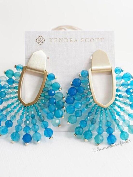Kendra Scott Jewelry - Kendra Scott Diane Bead Stone Statement Earrings Teal Agate